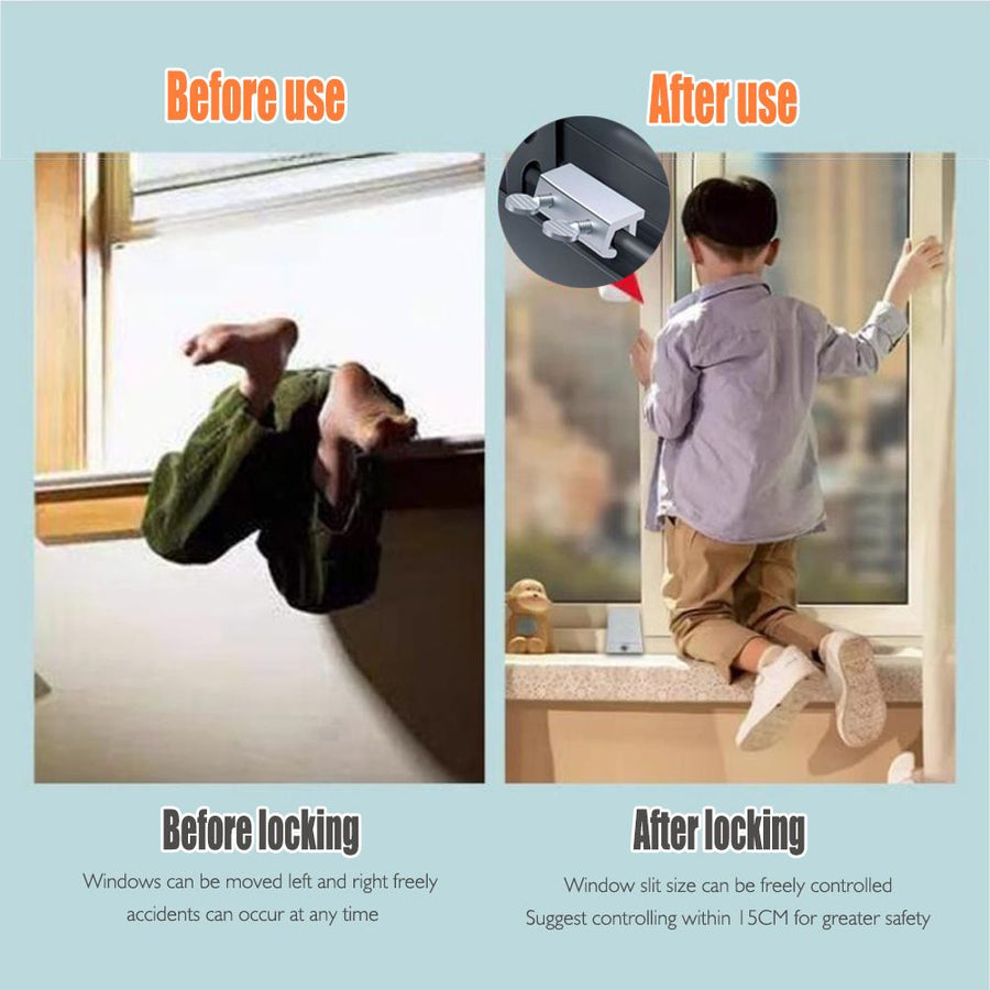 Adjustable Window Limit Lock for Sliding and Single-Hung Windows, Stainless Steel Security Stopper for Child and Pet Safety, No-Drill Installation (Single-knob model)