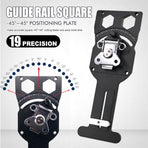 Adjustable Angle Guide Rail Square for Track Saws with 19-Position Stop from -45° to 45°, T-Shape End Stop and Sliding Positioning Block for Woodworking Crosscuts and Miter Cuts (Black)