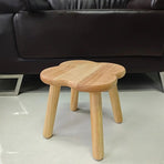 Versatile Solid Wood Low Stool with Flower-Shaped Seat for Entryway, Living Room, Patio, and Kids' Seating (Natural, L(30*30*28cm))