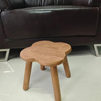 Versatile Solid Wood Low Stool with Flower-Shaped Seat for Entryway, Living Room, Patio, and Kids' Seating (Natural, L(30*30*28cm))