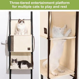 Space-Saving Over-the-Door Cat Hammock with Three Cozy Tiers, Breathable Mesh Lounges, and Sturdy Metal Frame for Multi-Cat Households, Perfect for Indoor Play and Rest Without Floor Footprint. (Beige)