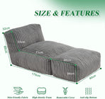 Ergonomic Bean Bag Chaise Lounger with Vertical Plush Fabric and High-Density Foam for Living Room Reading, Napping, and TV Watching (Grey)
