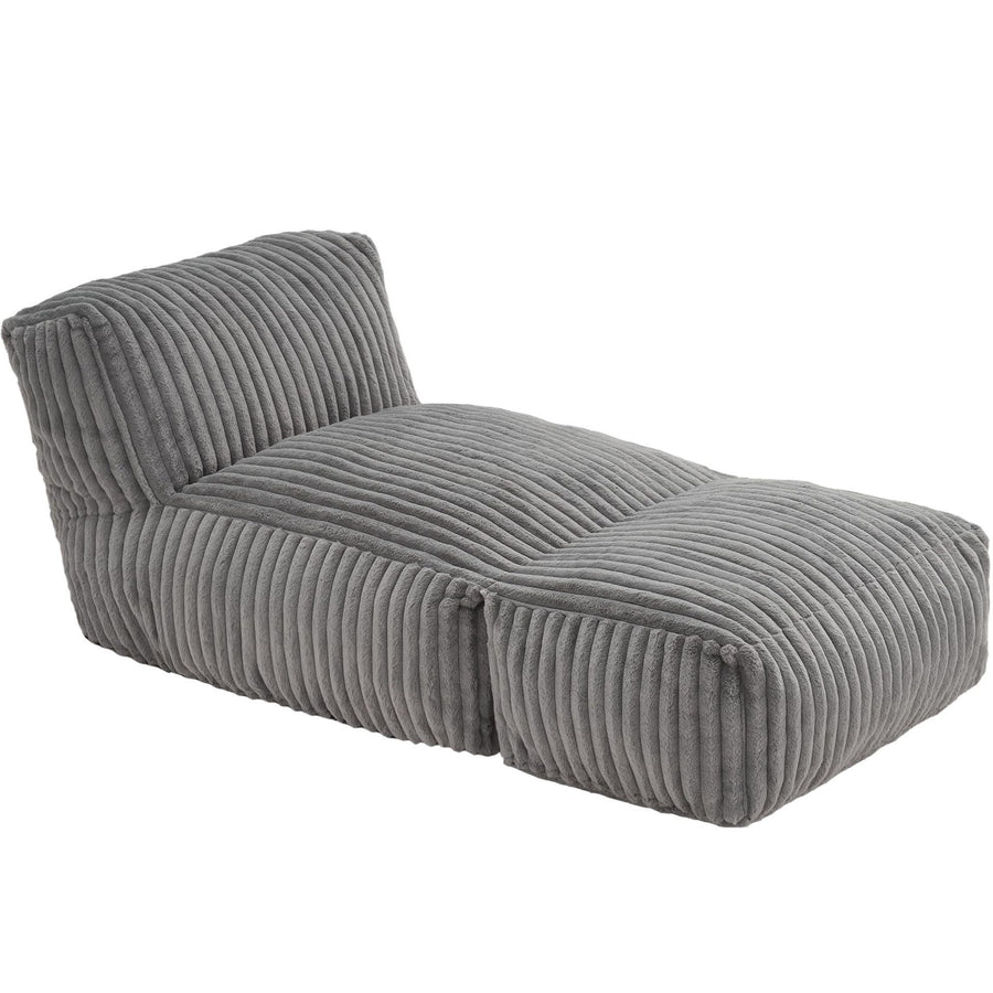 Ergonomic Bean Bag Chaise Lounger with Vertical Plush Fabric and High-Density Foam for Living Room Reading, Napping, and TV Watching (Grey)