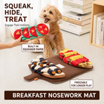Interactive Breakfast-Themed Snuffle Mat for Dogs: A Fluffy Plush Puzzle Toy with Squeaky Hidden Compartments, Perfect for Slow Feeding, Mental Stimulation, and Satisfying Natural Foraging Instincts (S, S)
