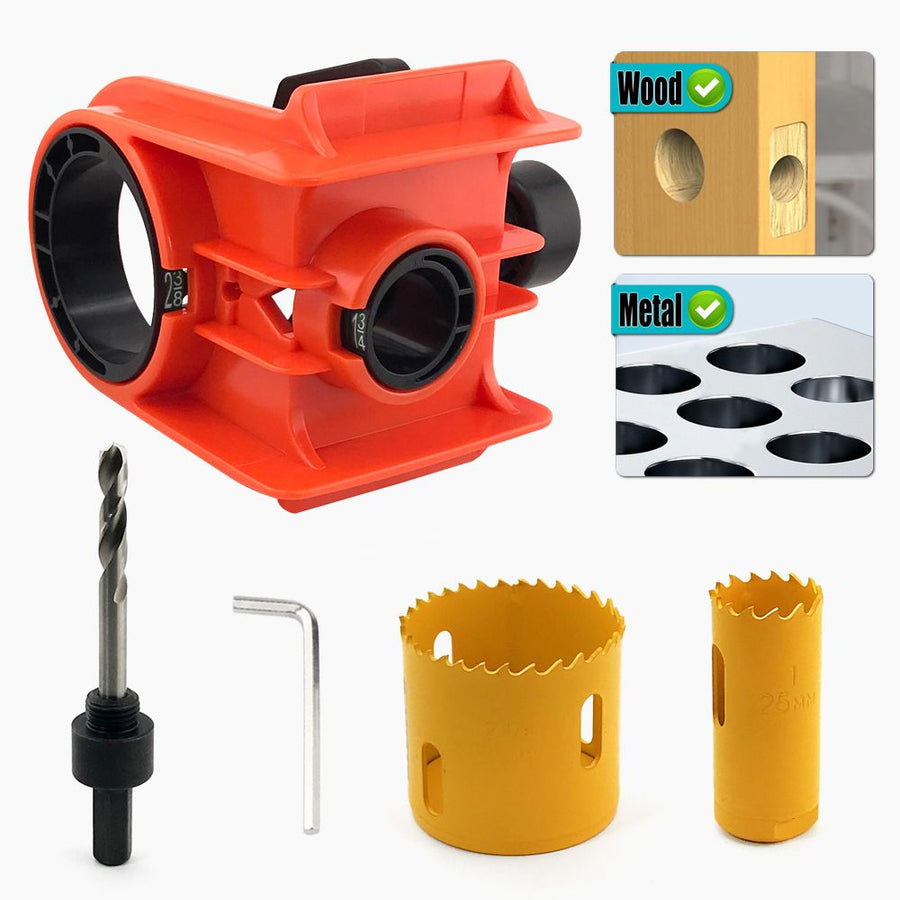 Door Lock Installation Kit with Drilling Template Hole Saw Drill Bit and Hex Wrench for Wooden and Metal Door Lock Fitting DIY Home Improvement Projects (Orange)