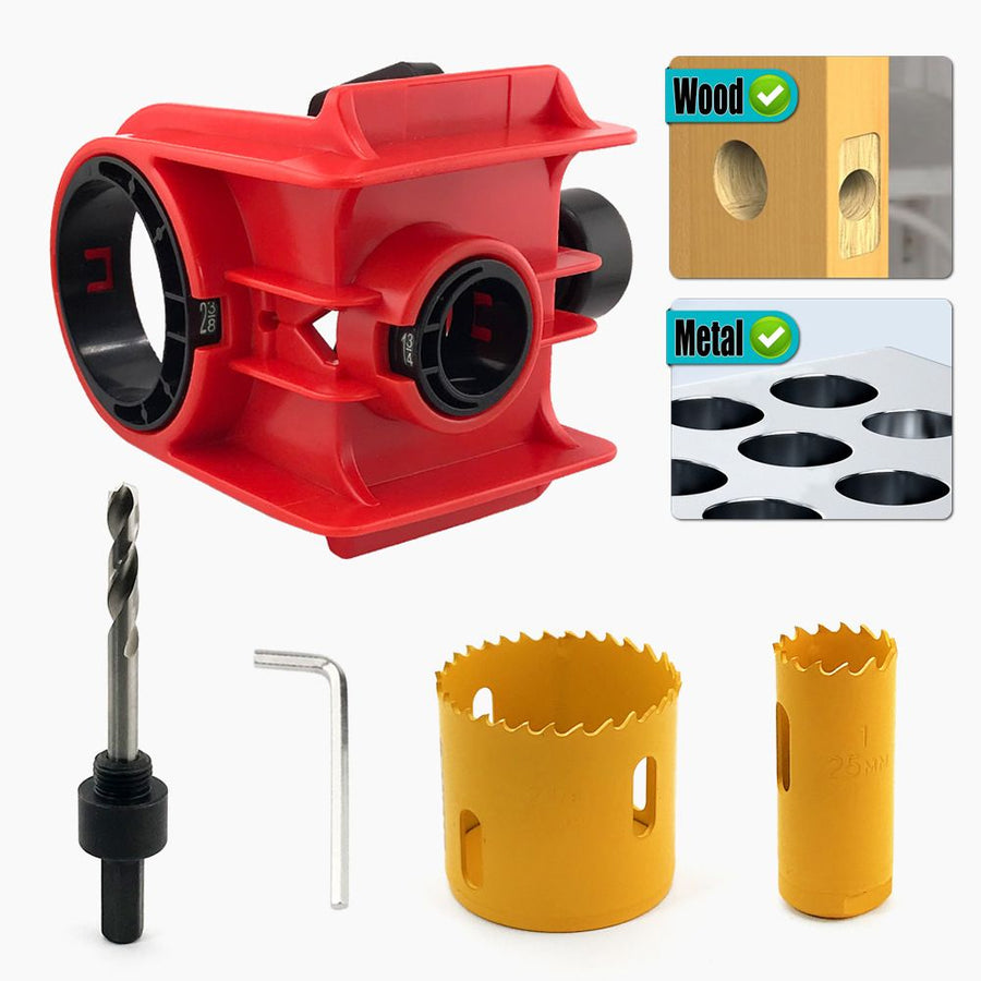 Door Lock Installation Kit with Drilling Template Hole Saw Drill Bit and Hex Wrench for Wooden and Metal Door Lock Fitting DIY Home Improvement Projects (Red)