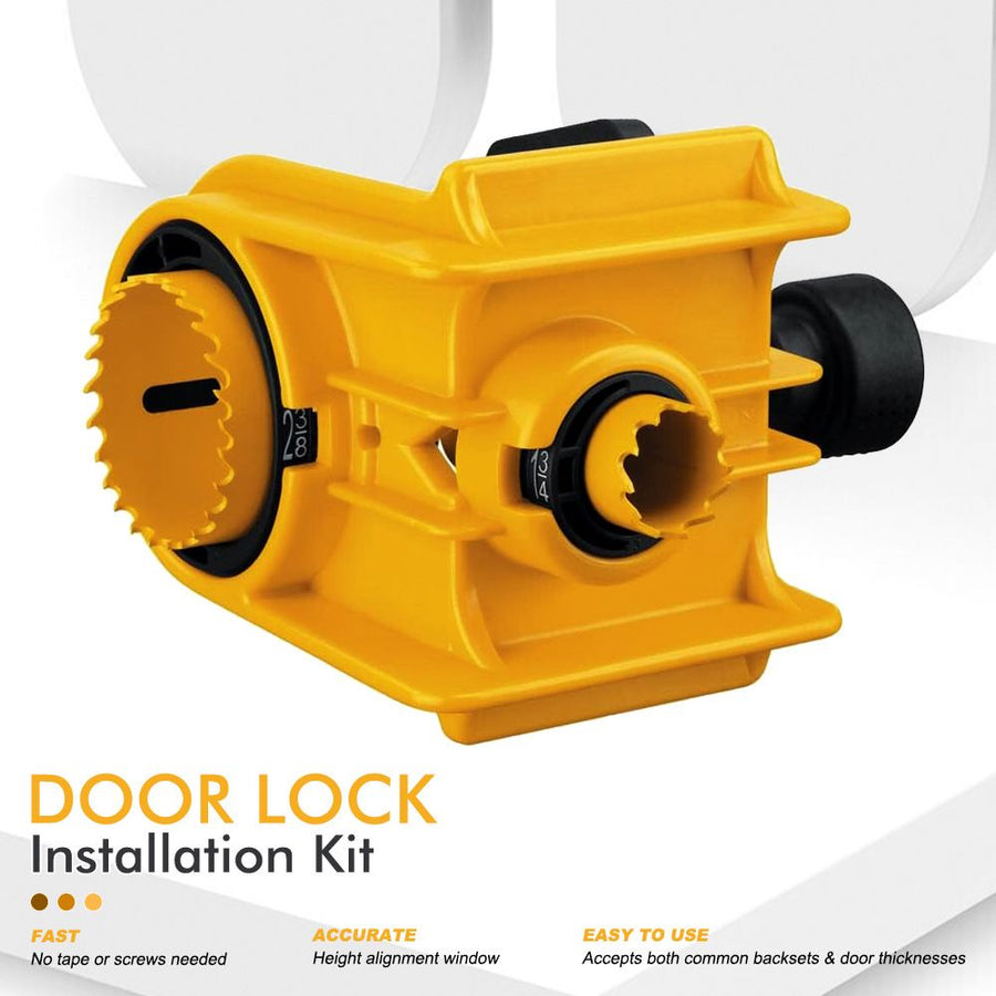 Door Lock Installation Kit with Drilling Template Hole Saw Drill Bit and Hex Wrench for Wooden and Metal Door Lock Fitting DIY Home Improvement Projects (Red)