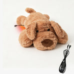 USB Heated Plush Dog Pillow – Soft Warm Stuffed Animal for Cozy Snuggling, Body Warmth & Relaxation at Home (Dark Grey Border Collie)