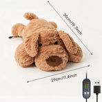 USB Heated Plush Dog Pillow – Soft Warm Stuffed Animal for Cozy Snuggling, Body Warmth & Relaxation at Home (Dark Grey Border Collie)