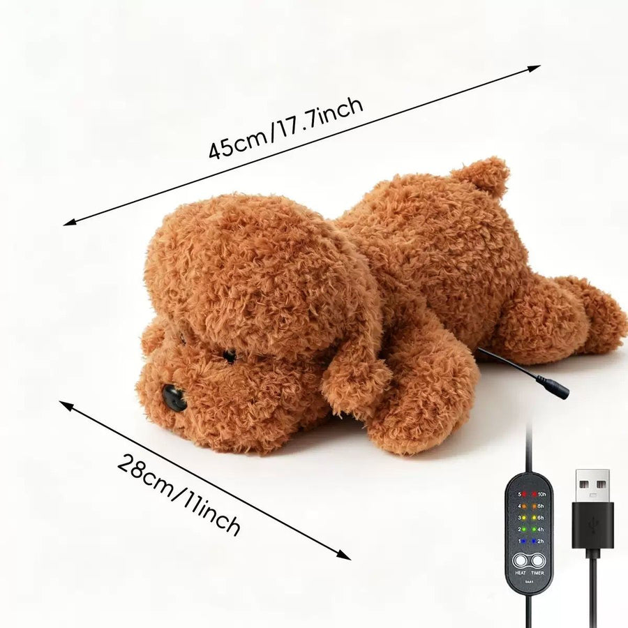USB Heated Plush Dog Pillow – Soft Warm Stuffed Animal for Cozy Snuggling, Body Warmth & Relaxation at Home (Dark Grey Border Collie)