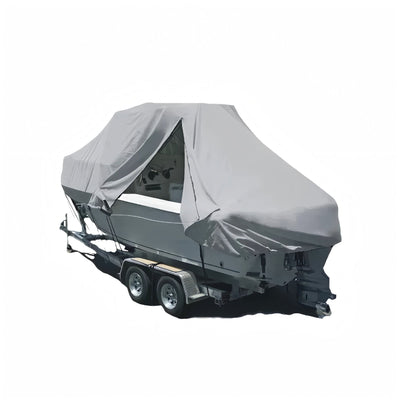 600D Oxford Fabric Boat Cover with UV and Waterproof PU Coating, Fits T-Top and JUMBO Boats, Protects Against Sun, Dust, and Rain for Outdoor Storage and Trailer Use (JUMBO Silver Grey, S08)