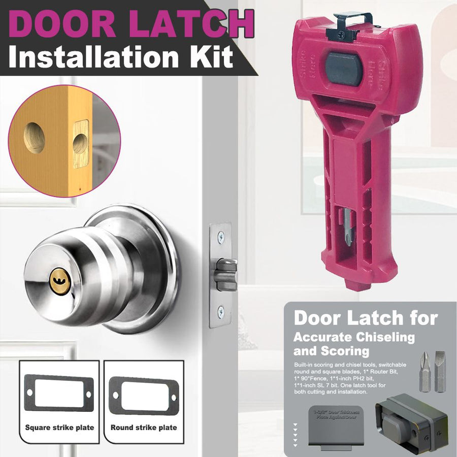 Multi-Function Door Lock Installation Chisel Tool with Interchangeable Scoring Blades, Wood Chisel, Screwdriver Bits and 90° Positioning Bracket for Precise Mortise Marking and Hardware Fitting (Grey)