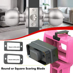 Multi-Function Door Lock Installation Chisel Tool with Interchangeable Scoring Blades, Wood Chisel, Screwdriver Bits and 90° Positioning Bracket for Precise Mortise Marking and Hardware Fitting (Grey)