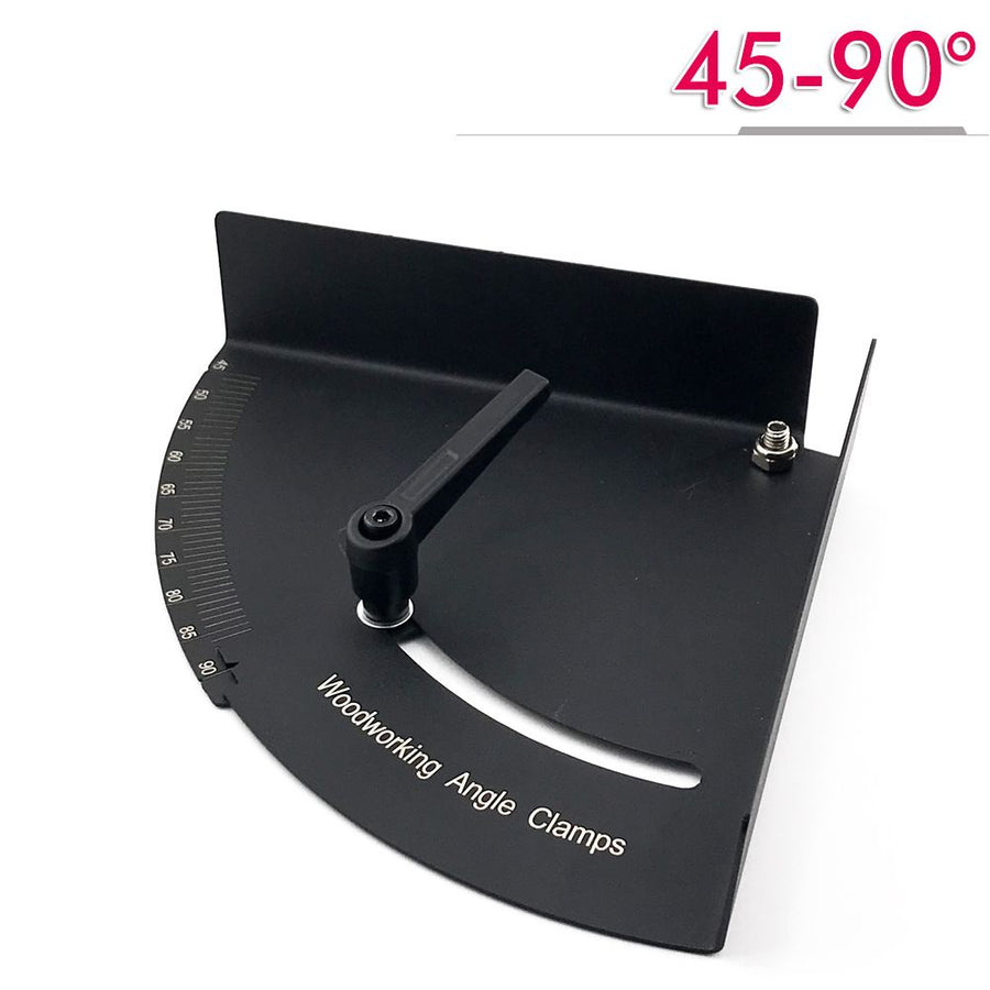 Metal Woodworking Angle Positioning Clamp with Laser-Calibrated Scale for Precise Miter Cutting, Jointing, and Framing in Workshop and DIY Projects (45°-90°)