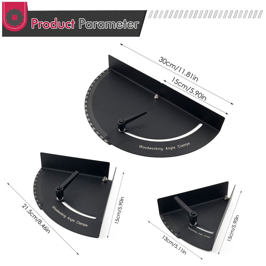 Metal Woodworking Angle Positioning Clamp with Laser-Calibrated Scale for Precise Miter Cutting, Jointing, and Framing in Workshop and DIY Projects (45°-90°)