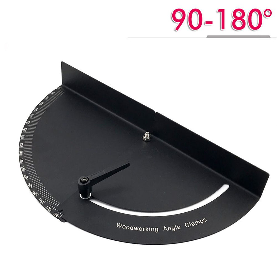Metal Woodworking Angle Positioning Clamp with Laser-Calibrated Scale for Precise Miter Cutting, Jointing, and Framing in Workshop and DIY Projects (45°-90°)