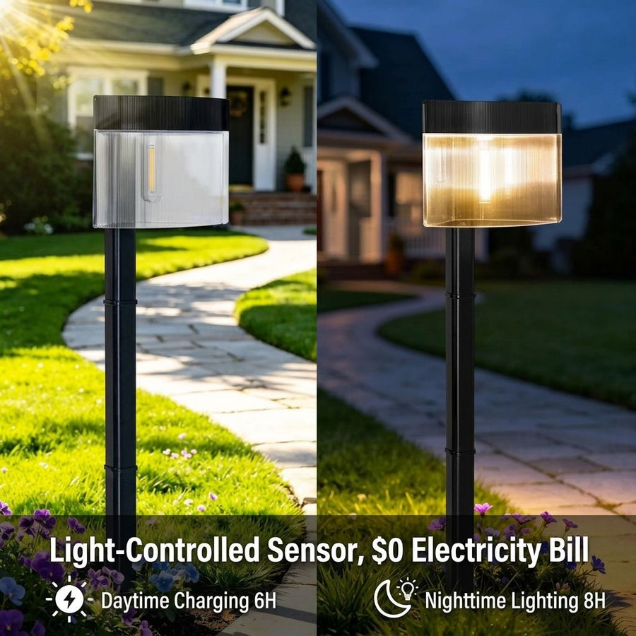 Solar Powered Outdoor Wall Lamp with Radar Motion Sensor, Dual Installation as Wall Mount or Ground Spike, Rechargeable Garden Path Light, Warm White Glow for Patio, Lawn, and Entryway Illumination (White Light, 4PCS)