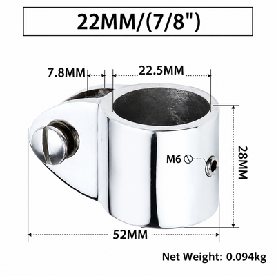 Marine Bimini Top Jaw Slide Fitting for Boat Canopy Support Poles, Mirror Polished Stainless Steel Hardware Connector for Yacht and Dinghy Frame Assembly (22mm)