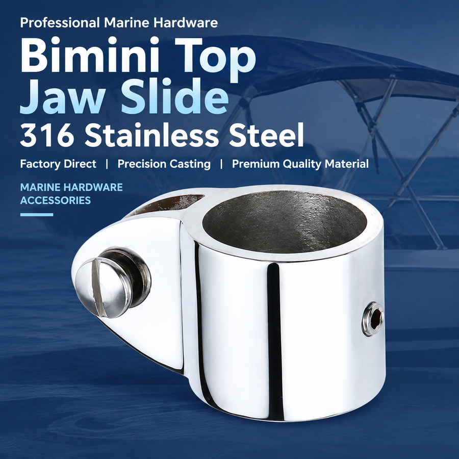 Marine Bimini Top Jaw Slide Fitting for Boat Canopy Support Poles, Mirror Polished Stainless Steel Hardware Connector for Yacht and Dinghy Frame Assembly (32mm)