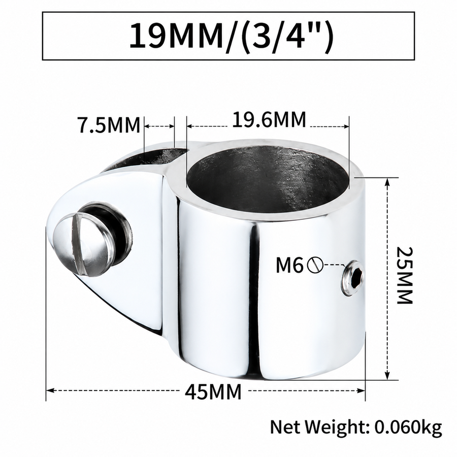 Marine Bimini Top Jaw Slide Fitting for Boat Canopy Support Poles, Mirror Polished Stainless Steel Hardware Connector for Yacht and Dinghy Frame Assembly (32mm)