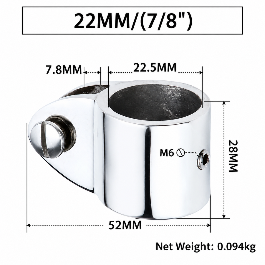 Marine Bimini Top Jaw Slide Fitting for Boat Canopy Support Poles, Mirror Polished Stainless Steel Hardware Connector for Yacht and Dinghy Frame Assembly (32mm)