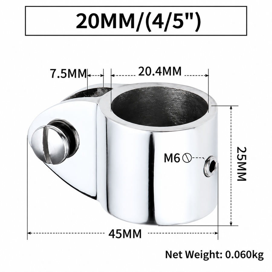 Marine Bimini Top Jaw Slide Fitting for Boat Canopy Support Poles, Mirror Polished Stainless Steel Hardware Connector for Yacht and Dinghy Frame Assembly (38mm)