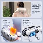 Wireless U-Shaped Neck and Shoulder Massager with Adjustable Strap for Home Office and Full Body Relaxation (Grey)