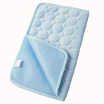 Pet Cooling Mat with Circular Quilted Pattern, Breathable Mesh Fabric and Soothing Gel Layer for Summer Lounging on Sofas, Floors, Crates, Beds, Car Seats and Outdoor Areas (Light Blue, XL)