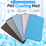Pet Cooling Mat with Circular Quilted Pattern, Breathable Mesh Fabric and Soothing Gel Layer for Summer Lounging on Sofas, Floors, Crates, Beds, Car Seats and Outdoor Areas (Light Blue, XL)