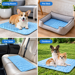 Pet Cooling Mat with Circular Quilted Pattern, Breathable Mesh Fabric and Soothing Gel Layer for Summer Lounging on Sofas, Floors, Crates, Beds, Car Seats and Outdoor Areas (Light Blue, XL)