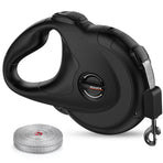 Retractable Dog Leash with Replaceable Rope, Anti-Shock ABS Shell, 5M Stainless Steel Spring, Reflective Webbing Strap & Zinc Alloy Hook for Medium to Large Dogs, Outdoor Walking, Beach, Park, and Daily Use (Black)