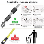 Retractable Dog Leash with Replaceable Rope, Anti-Shock ABS Shell, 5M Stainless Steel Spring, Reflective Webbing Strap & Zinc Alloy Hook for Medium to Large Dogs, Outdoor Walking, Beach, Park, and Daily Use (Black)