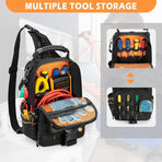 Versatile Single-Shoulder Crossbody Tool Bag with Multi-Compartment Storage, Durable Fabric and Zipper Closure, Ideal for Electricians, Repair Professionals and Daily Tool Organization (Black)