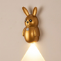 Adorable Cartoon Rabbit LED Motion Sensor Wall Light, Rechargeable Magnetic Cordless Night Lamp for Bedroom, Hallway, Stairs, and Kitchen with Dimmable Brightness and Adjustable Warm-to-Cool Glow (Gold, 2PCS)