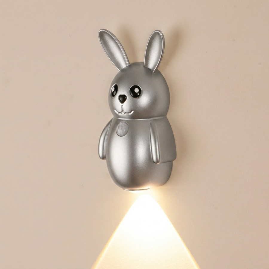 Adorable Cartoon Rabbit LED Motion Sensor Wall Light, Rechargeable Magnetic Cordless Night Lamp for Bedroom, Hallway, Stairs, and Kitchen with Dimmable Brightness and Adjustable Warm-to-Cool Glow (Gold, 2PCS)
