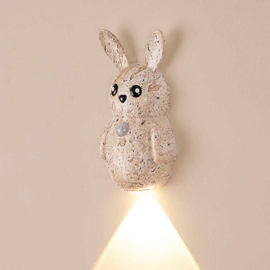 Adorable Cartoon Rabbit LED Motion Sensor Wall Light, Rechargeable Magnetic Cordless Night Lamp for Bedroom, Hallway, Stairs, and Kitchen with Dimmable Brightness and Adjustable Warm-to-Cool Glow (Gold, 2PCS)