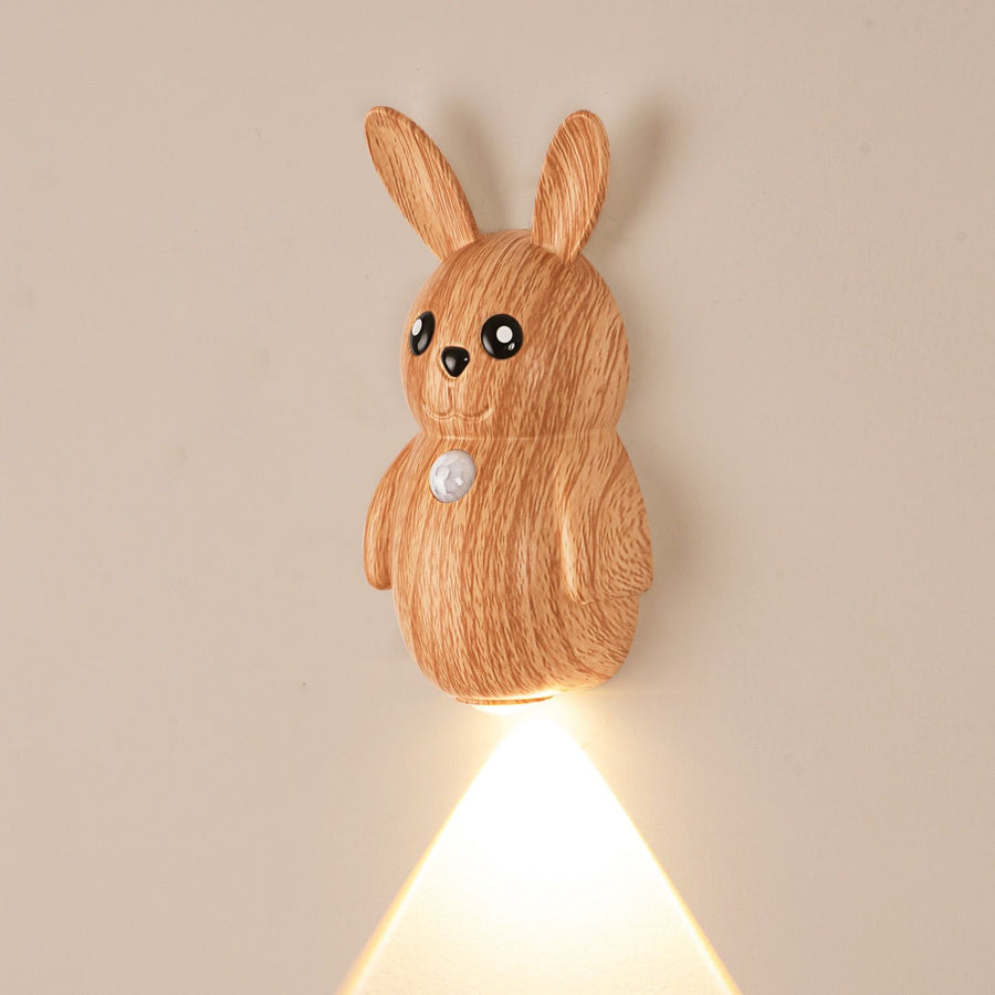 Adorable Cartoon Rabbit LED Motion Sensor Wall Light, Rechargeable Magnetic Cordless Night Lamp for Bedroom, Hallway, Stairs, and Kitchen with Dimmable Brightness and Adjustable Warm-to-Cool Glow (Gold, 2PCS)