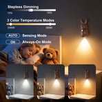 Adorable Cartoon Rabbit LED Motion Sensor Wall Light, Rechargeable Magnetic Cordless Night Lamp for Bedroom, Hallway, Stairs, and Kitchen with Dimmable Brightness and Adjustable Warm-to-Cool Glow (Silver, 3PCS)