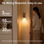 Adorable Cartoon Rabbit LED Motion Sensor Wall Light, Rechargeable Magnetic Cordless Night Lamp for Bedroom, Hallway, Stairs, and Kitchen with Dimmable Brightness and Adjustable Warm-to-Cool Glow (Yellow Travertine, 2PCS)