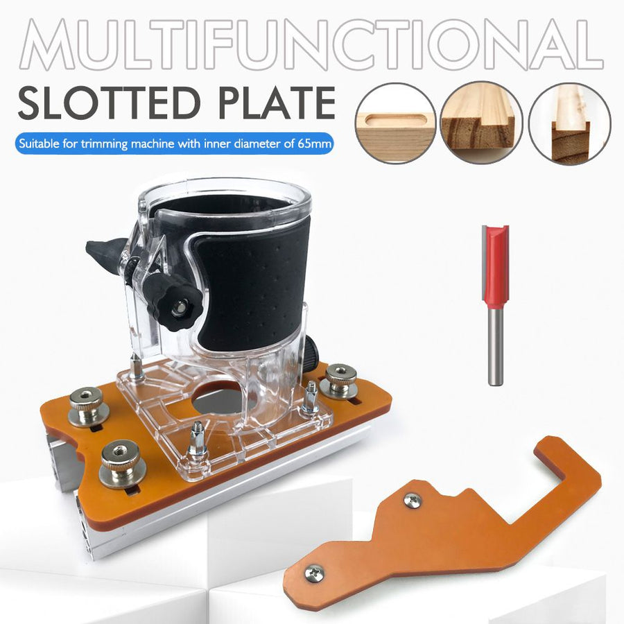 Multi-Function Router Slotting Jig with Adjustable Base for Woodworking Trimming, Grooving, and Hidden Fastener Installation on Boards and Panels (2nd Gen Slotting Plate)