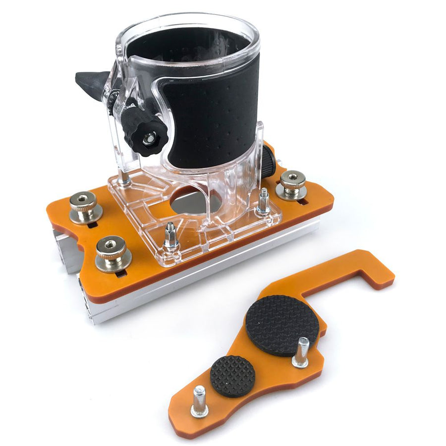 Multi-Function Router Slotting Jig with Adjustable Base for Woodworking Trimming, Grooving, and Hidden Fastener Installation on Boards and Panels (2nd Gen Slotting Plate + Transparent Cover + Router Bit)
