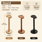 Solid Rubberwood Gourd Shape Side Table with Raised Edge, Compact Round Top for Sofa, Bedside, Small Spaces, No Odor (Walnut)