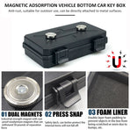 Waterproof Magnetic Car Storage Box for Outdoor Travel, Underbody Hidden Stash Case with Foam Lining, Portable Magnet Tool Organizer for Camping and Tactical Use (15*6*3.5cm)