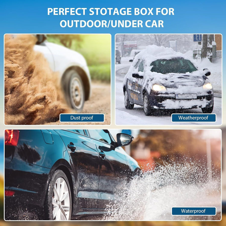Waterproof Magnetic Car Storage Box for Outdoor Travel, Underbody Hidden Stash Case with Foam Lining, Portable Magnet Tool Organizer for Camping and Tactical Use (15*6*3.5cm)