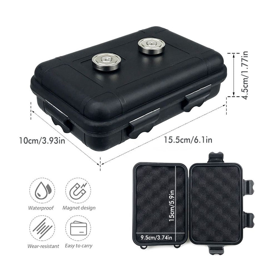 Waterproof Magnetic Car Storage Box for Outdoor Travel, Underbody Hidden Stash Case with Foam Lining, Portable Magnet Tool Organizer for Camping and Tactical Use (15*6*3.5cm)