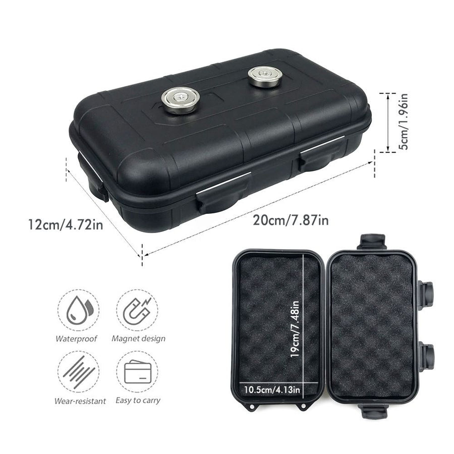 Waterproof Magnetic Car Storage Box for Outdoor Travel, Underbody Hidden Stash Case with Foam Lining, Portable Magnet Tool Organizer for Camping and Tactical Use (15*6*3.5cm)