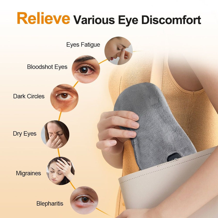 Wireless Smart Heated Eye Mask with 3-Temperature Control, Ergonomic Design for Eye Relief, Ideal for Sleep, Travel, and Office Relaxation (Grey)