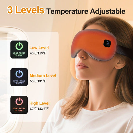 Wireless Smart Heated Eye Mask with 3-Temperature Control, Ergonomic Design for Eye Relief, Ideal for Sleep,, image 10