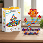 3D Plum Blossom Building Blocks for Kids – DIY Creative Puzzle Toy for Ages 3+ with 112, 302, or 902 Pieces, Safe Plastic, Reusable Storage Bag, and Idea Guide for Endless Fun (112PCS)