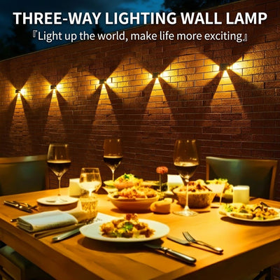 Solar Powered Outdoor Wall Light with Triple-Sided Glow, 5 Lighting Modes, Dusk-to-Dawn Auto On/Off, Weatherproof LED Accent Lamp for Patio, Fence, Staircase, and Garden Wall Decor (12PCS, Cool White)